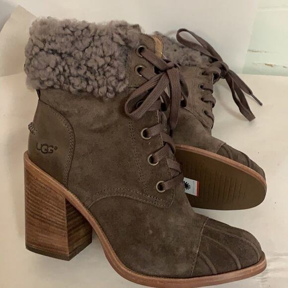 NWOT UGG AUSTRALIA JAXON SUEDE & SHEARING BOOTS SIZE 7 1/2 - Picture 2 of 7